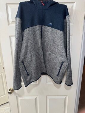 Old Navy Men’s 3XL Sweater-Fleece Hooded Zip Jacket - Navy & Heather Gray